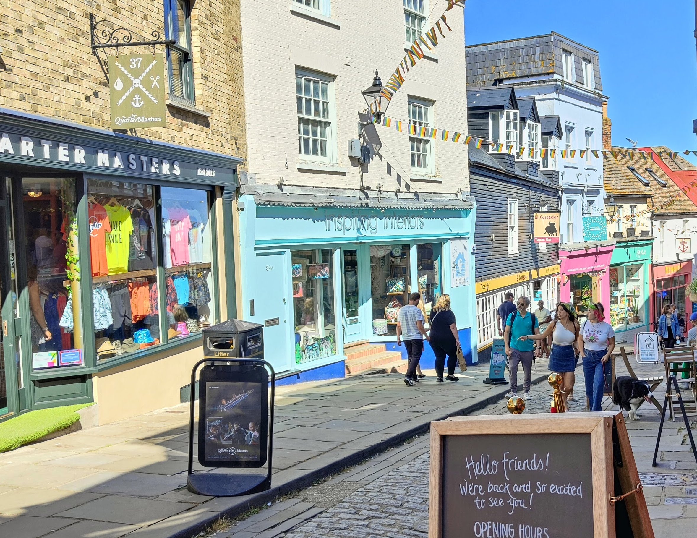 Picture of a high street with colourful buildings